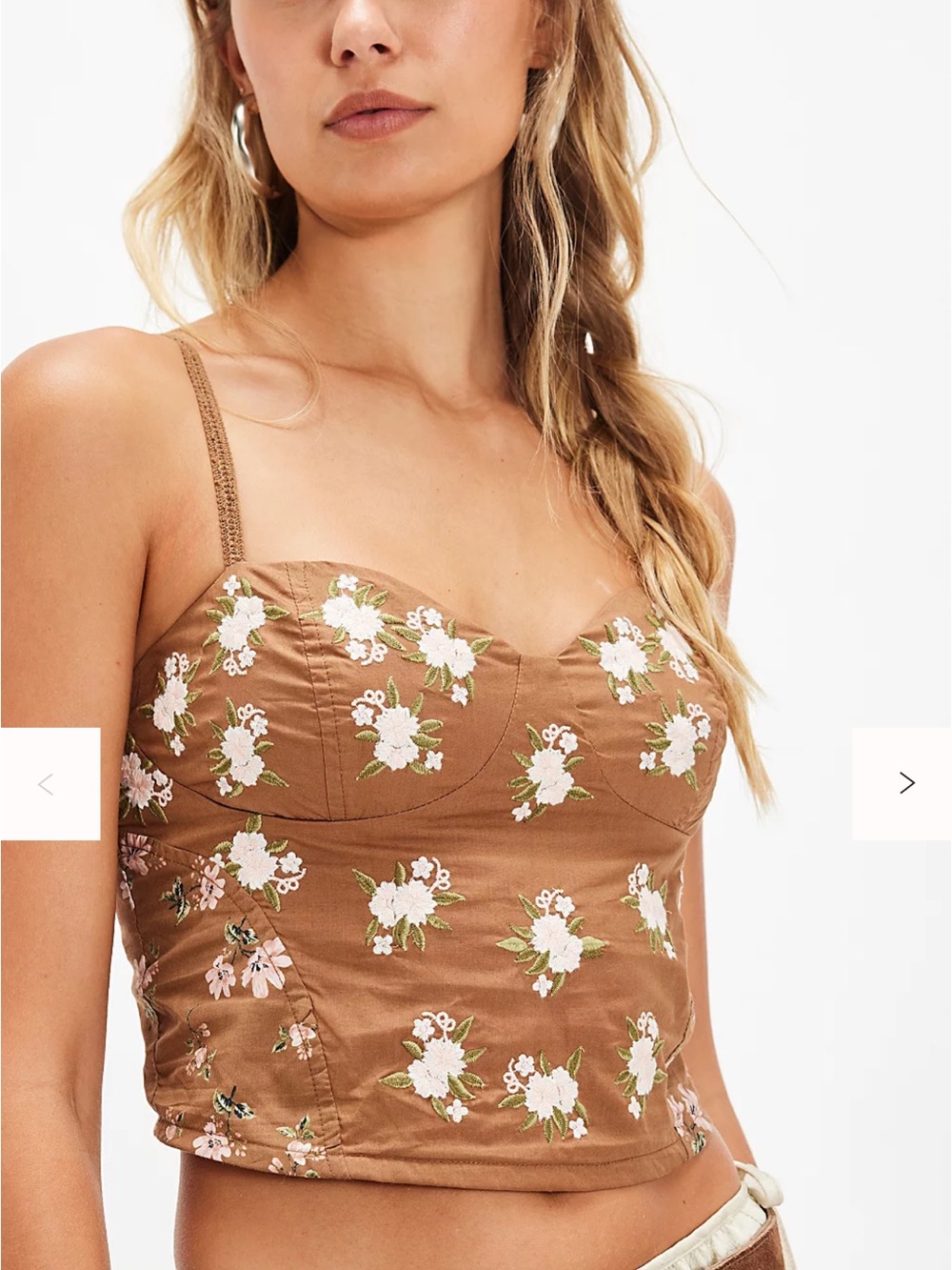 Free People Wildflowers Embroidered Bustier